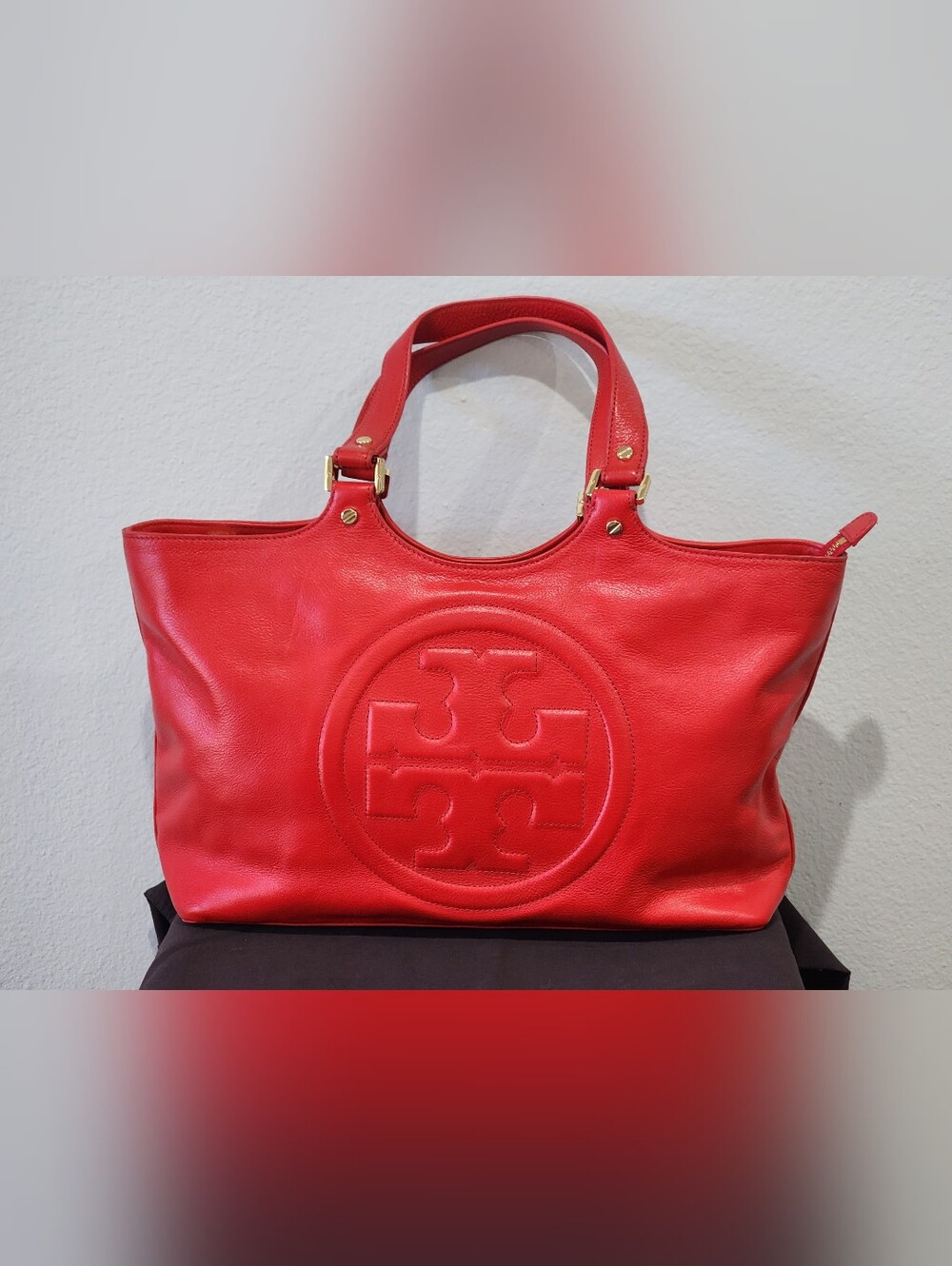 Tory Burch | Bombe Leather Top Handle Tote Bag | Vibrant Red 🔥